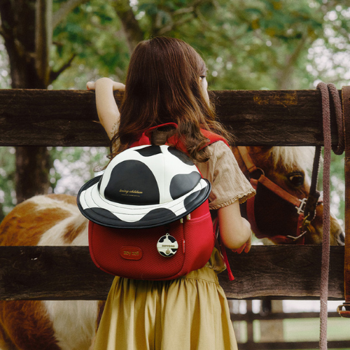 Kid's Hat Style Schoolbag - Dairy Cow